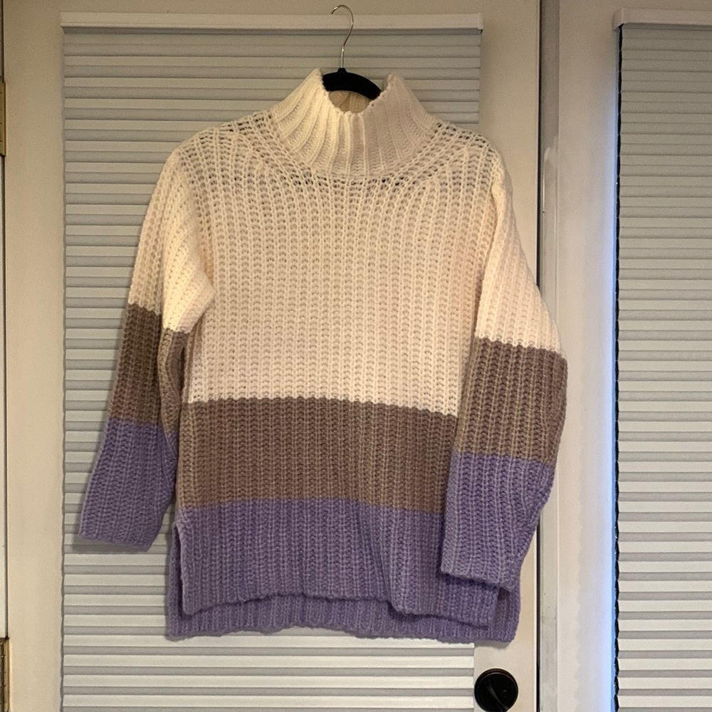 Ann Taylor Colorblock Turtleneck Sweater
